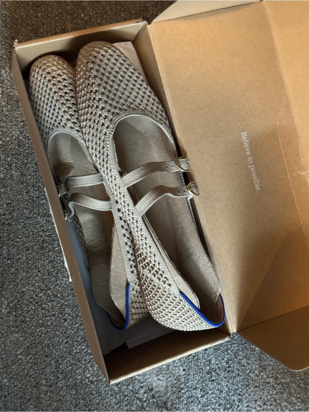 NWT Rothy’s Woven Elastic Strap Ballet Flats in Taupe